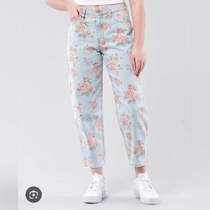 Hollister Ultra High Rise Flower Mom Jeans.